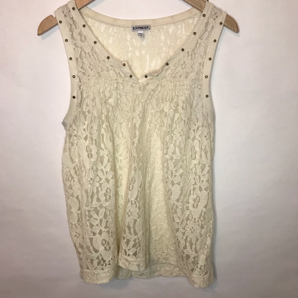 Express Cream Lace Top